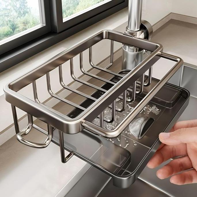 Stainless Steel Kitchen Sink Sponge Holder & Faucet Organizer
